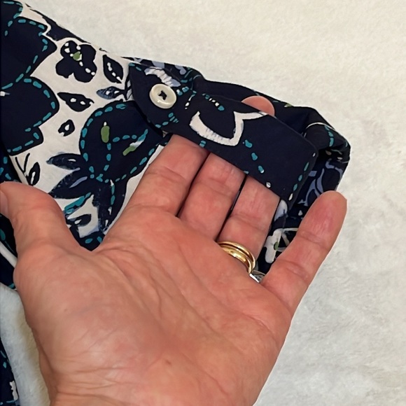 Van Heusen 100% Cotton 3/4 Sleeve Top with Adjustment Sleeve Multicolored Print - Picture 10 of 14